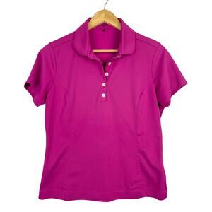 EUC Nike Golf Tour Performance Women's Size Medium Hot Pink Button Up Polo Shirt